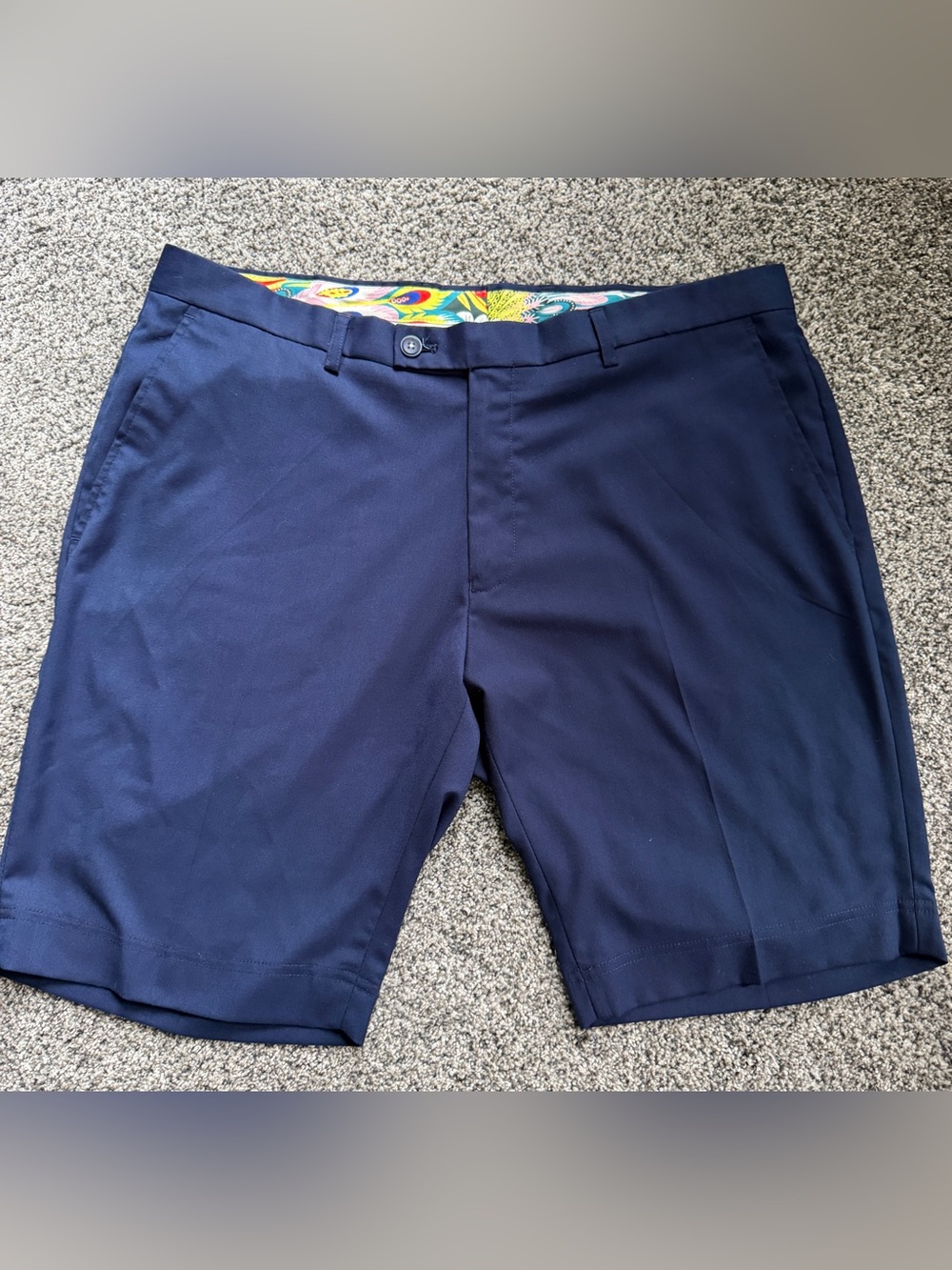 Paisley & Gray Navy Flat-Front Men's Shorts -36 Slim fit